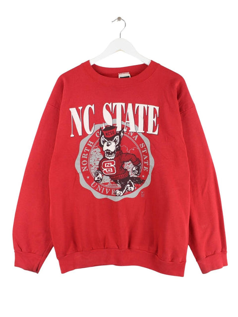 Tultex 90s Vintage NC State Print Sweater Rot XL