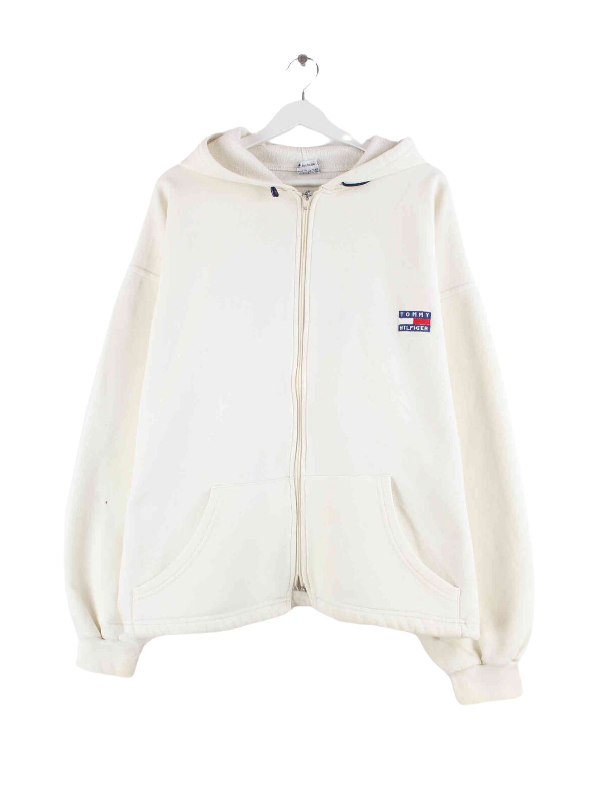 Tommy Hilfiger 90s Vintage Embroidered Hoodie Beige XL (front image)