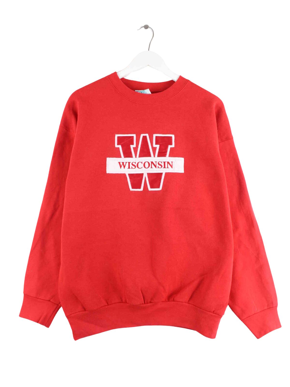 Vintage 90s Wisconsin Embroidered Sweater Rot L (front image)