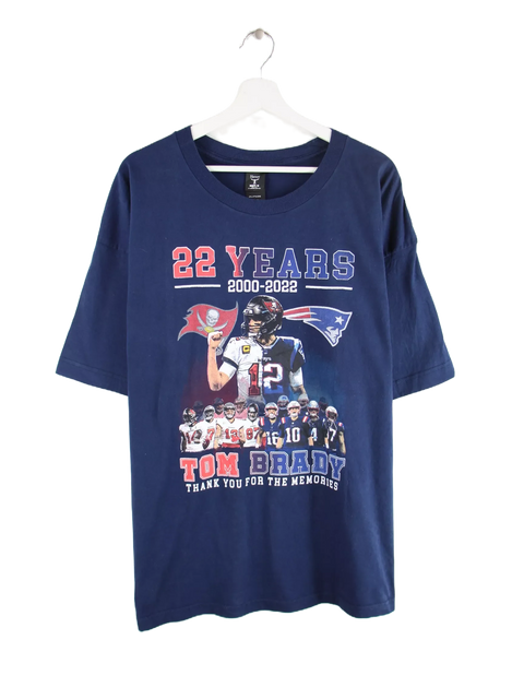 Hanes NFL Tom Brady Print T-Shirt Blau XXL