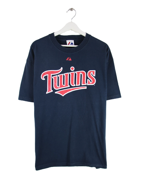 Majestic 00s MLB Minnesota Twins Morneau 33 Print T-Shirt Blau XL