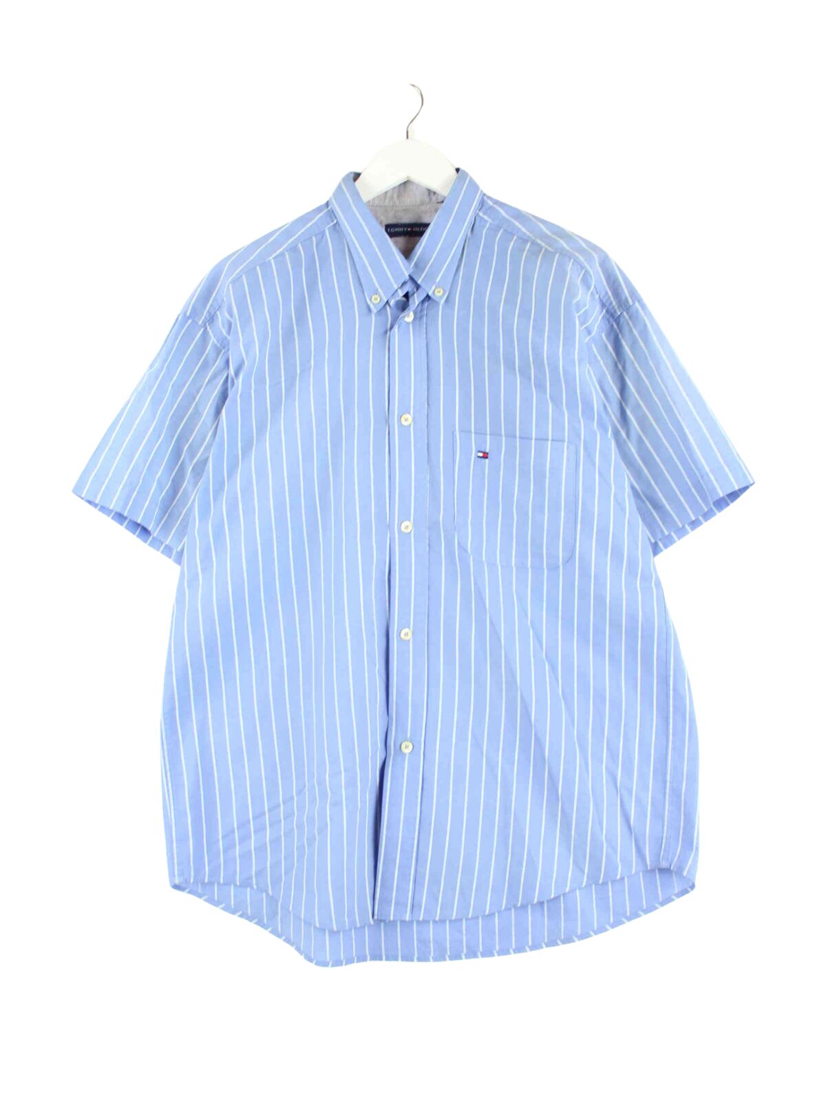Tommy Hilfiger y2k Striped Short Sleeve Hemd Blau XL (front image)