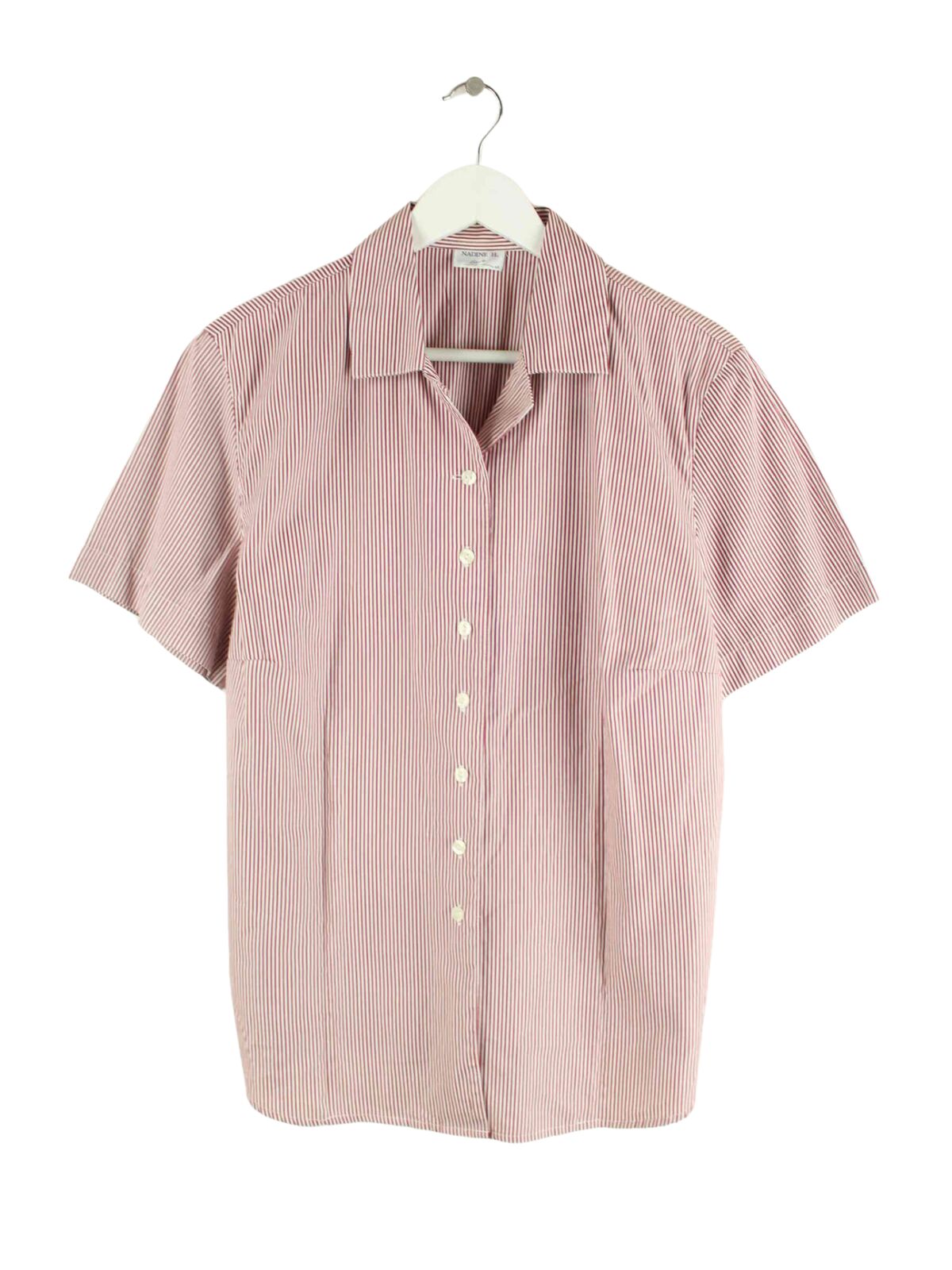 Vintage Damen 90s Gestreiftes Kurzarm Hemd Rot L (front image)