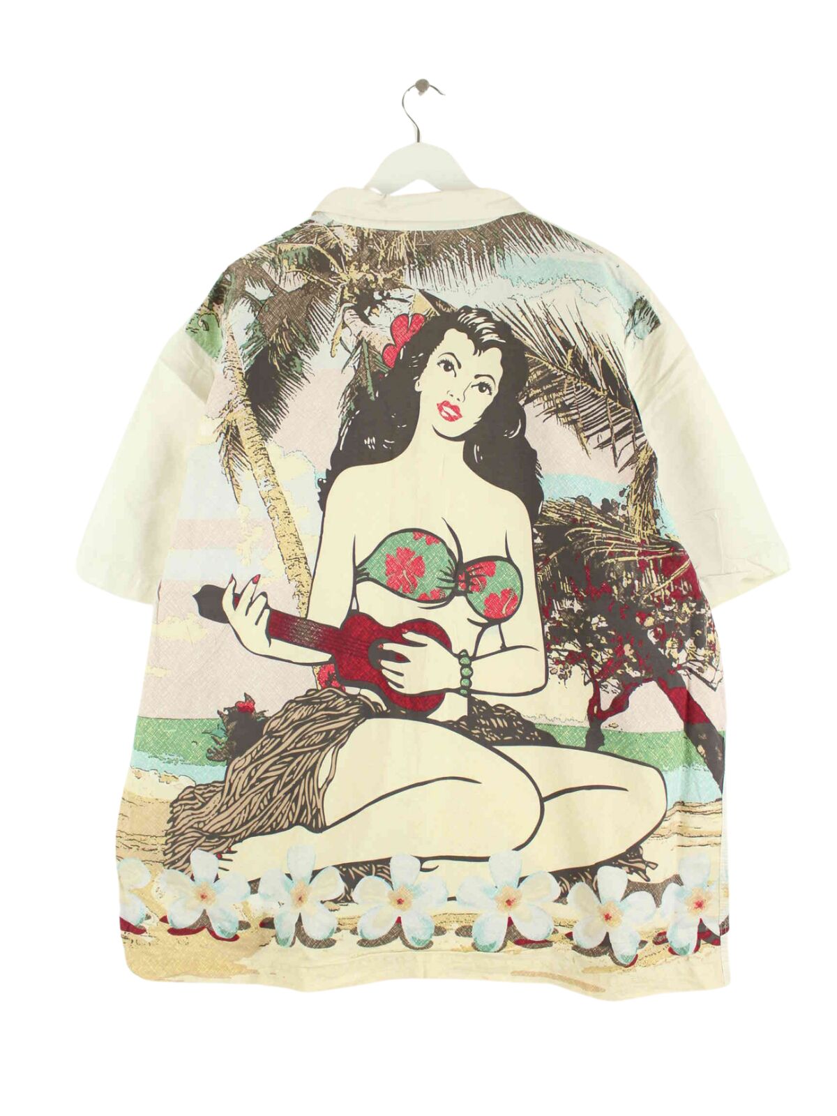 Old Navy 90s Vintage Print Hawaii Hemd Weiß XL (back image)