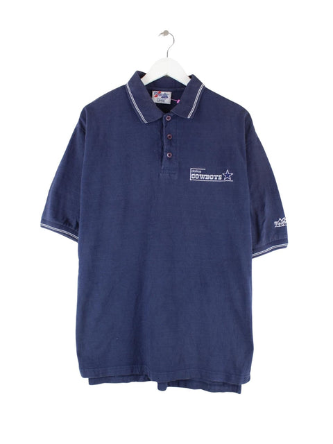 Majestic 90s Vintage Dallas Cowboys Polo Blau L