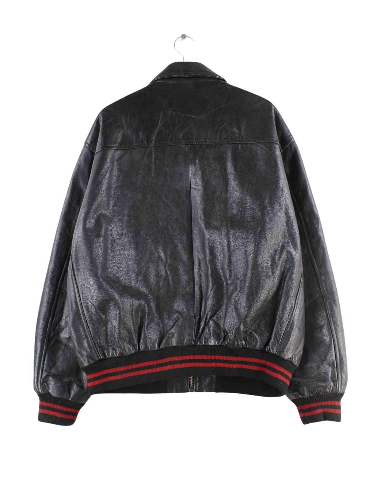 Skipper 90s Vintage Leder College Jacke Schwarz XXL (back image)