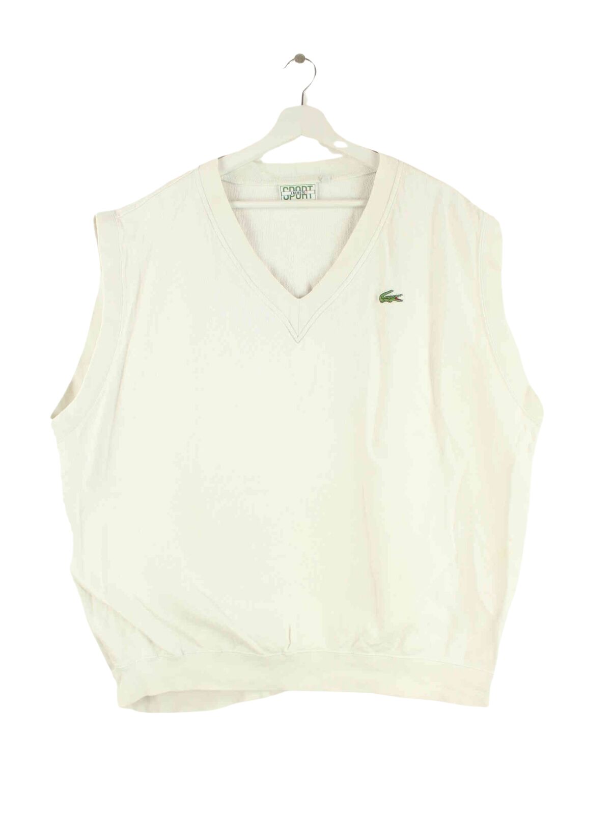 Lacoste 90s Vintage V-Neck Pullunder Weiß XXL (front image)