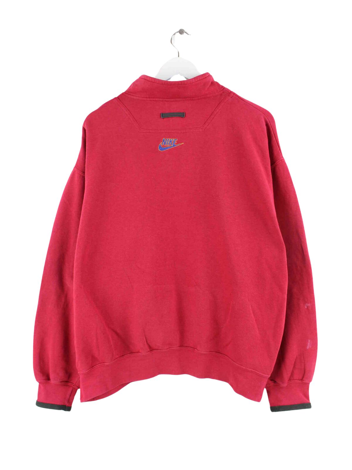 Nike 90s Vintage Embroidered Half Zip Sweater Rot L (back image)
