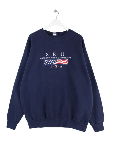 Jansport 90s Vintage USA Embroidered Sweater Blau XL