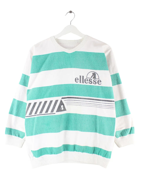 Ellesse 80s Vintage Striped Print Sweater Weiß S