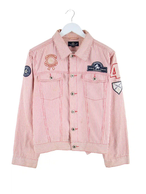 Vintage 00s L'Argentina Stripe Jeans Jacke Rot XS