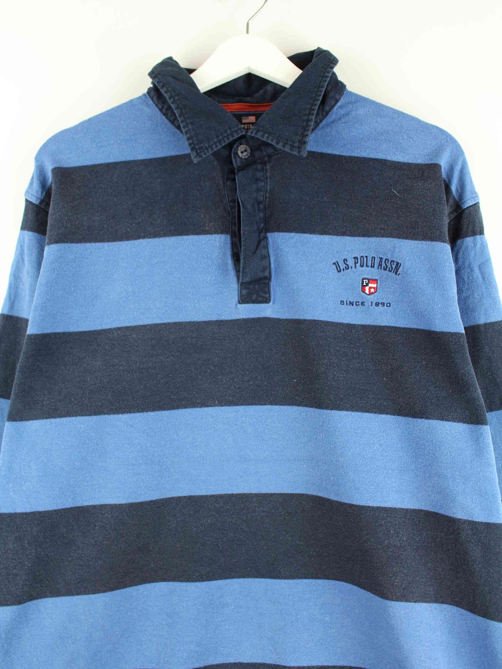 U.S. Polo ASSN. Striped Langarm Polo Blau XXL (detail image 1)