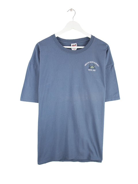 Anvil 90s Vintage Crab Print T-Shirt Blau XXL