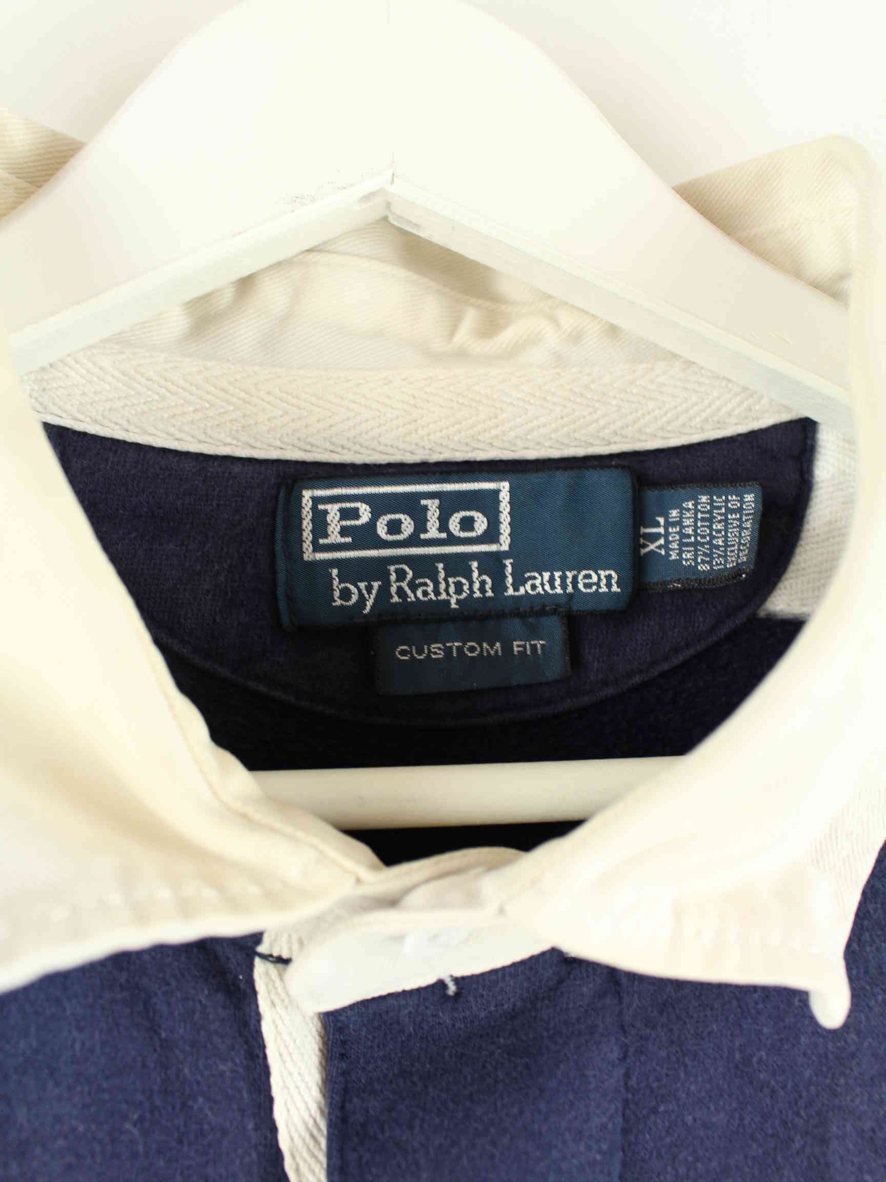 Ralph Lauren 90s Vintage Striped Polo Sweater Blau XL (detail image 2)