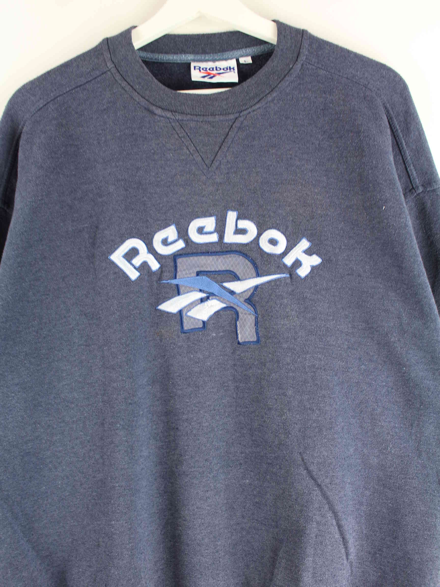 Reebok 90s Vintage Embroidered Sweater Blau L (detail image 1)