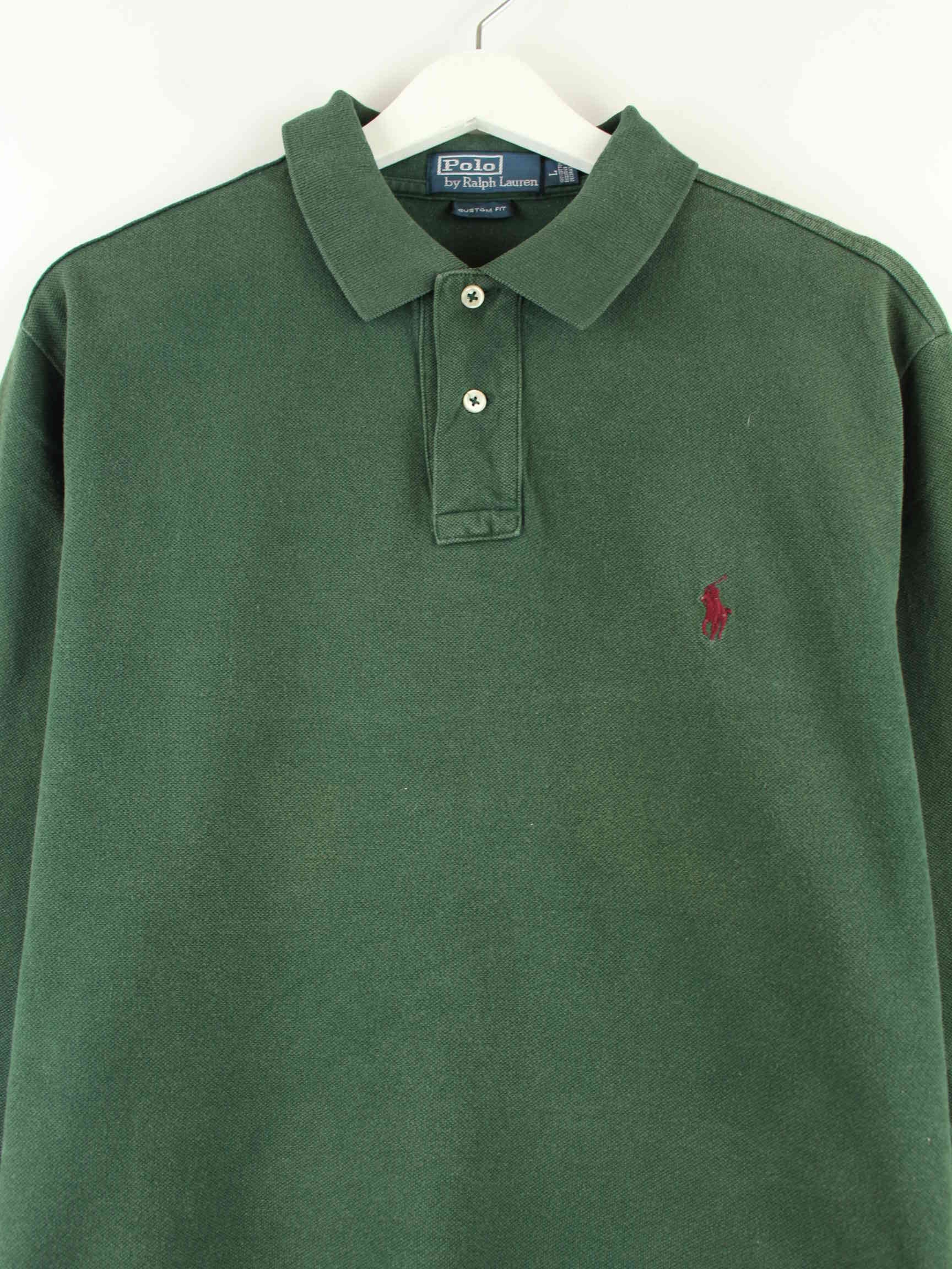 Ralph Lauren 90s Vintage Langarm Polo Grün L (detail image 1)