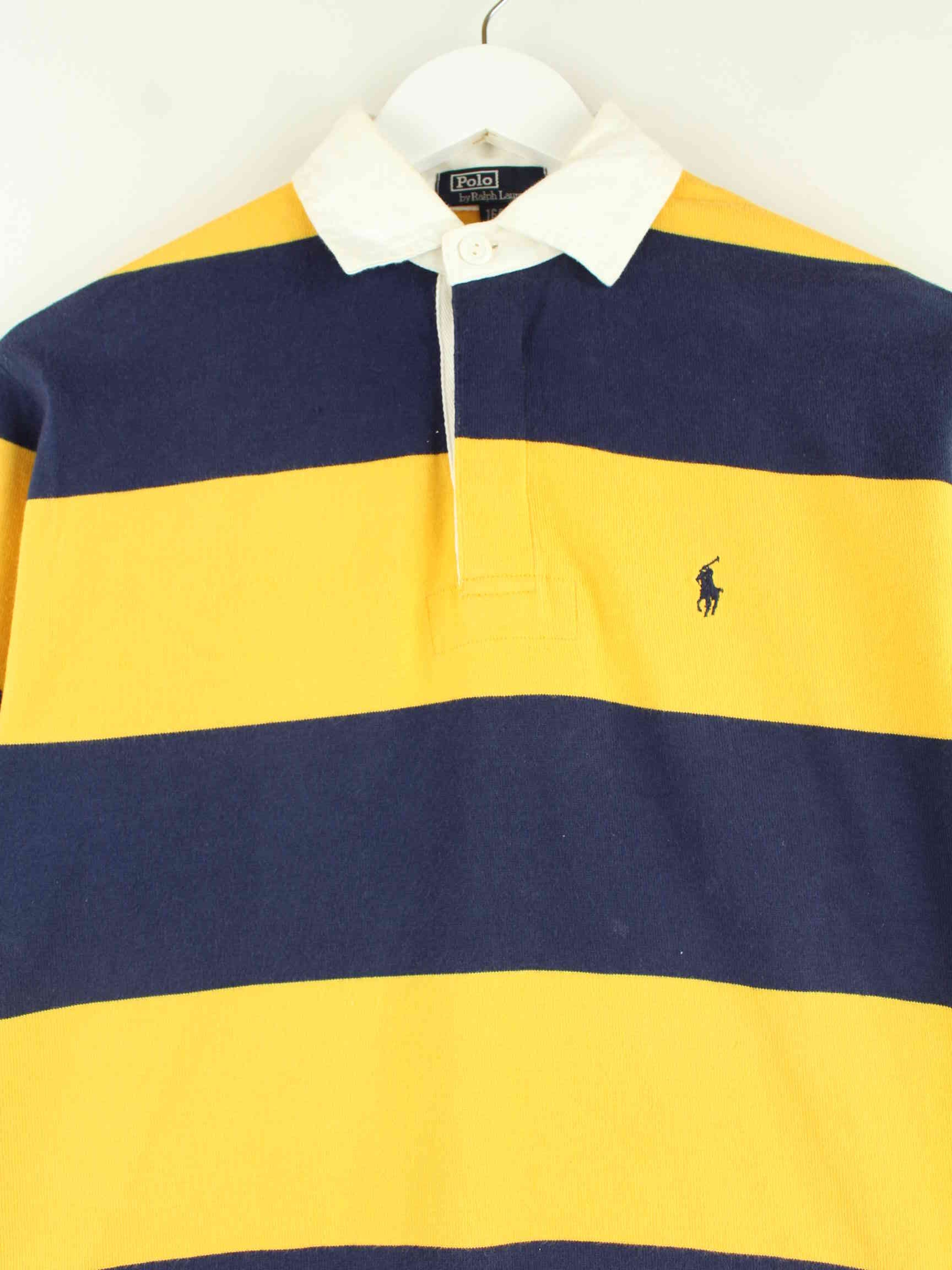Ralph Lauren 90s Vintage Striped Long Sleeve Polo Gelb S (detail image 1)