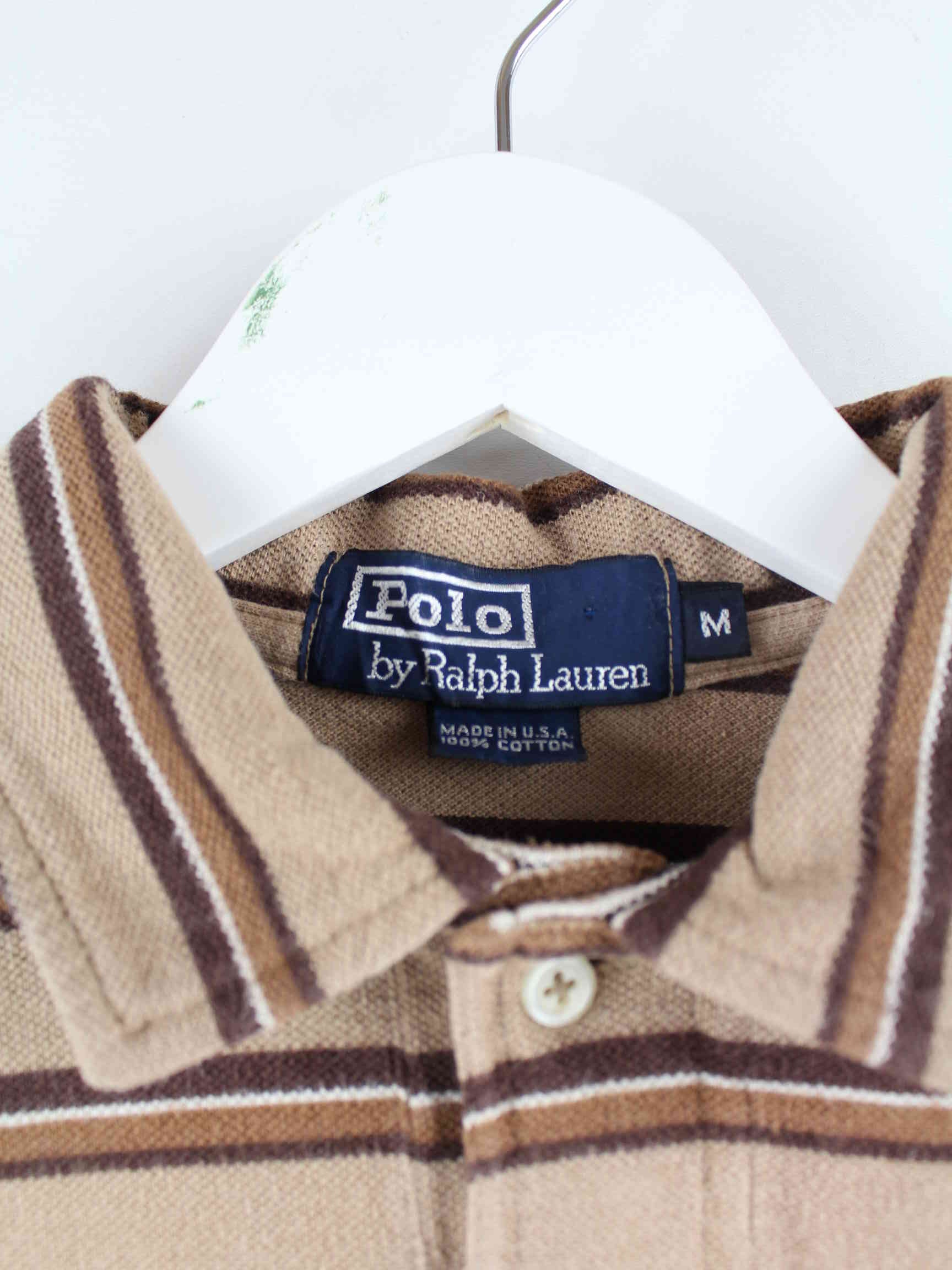 Ralph Lauren 90s Vintage Gestreiftes Polo Braun L (detail image 2)