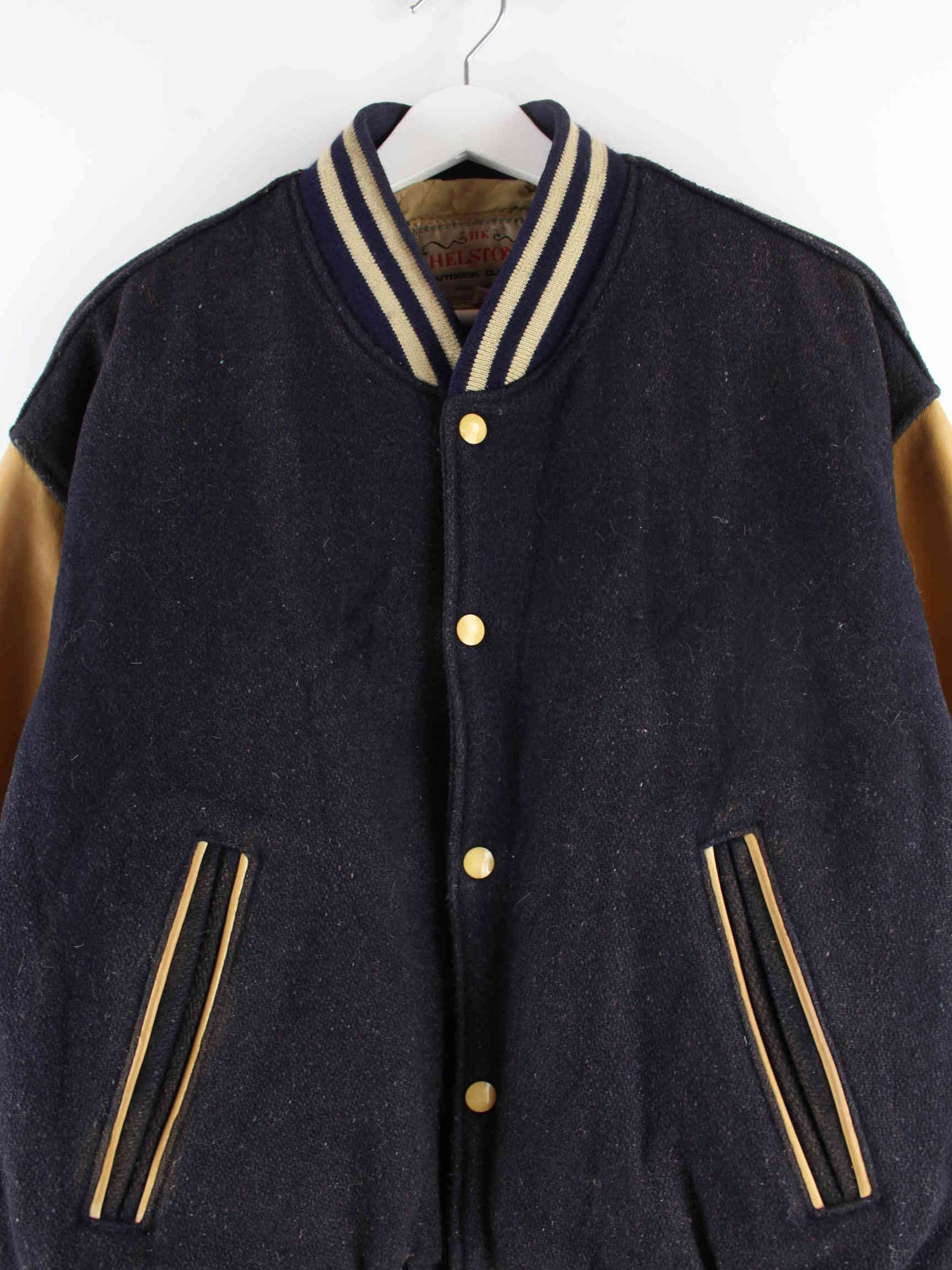Helston's 80s Vintage Leder College Jacke Blau M (detail image 1)