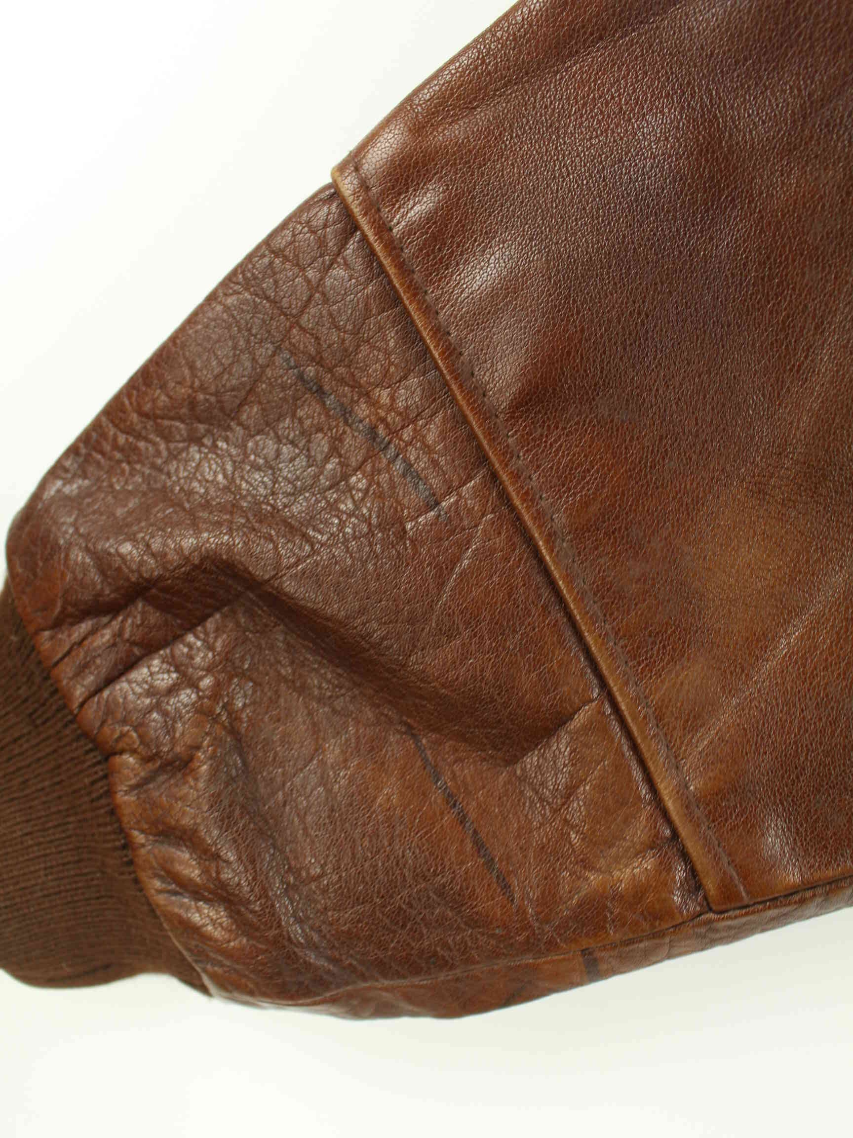 Vintage 90s Kudsak Airborne Leder Jacke Braun L (detail image 3)