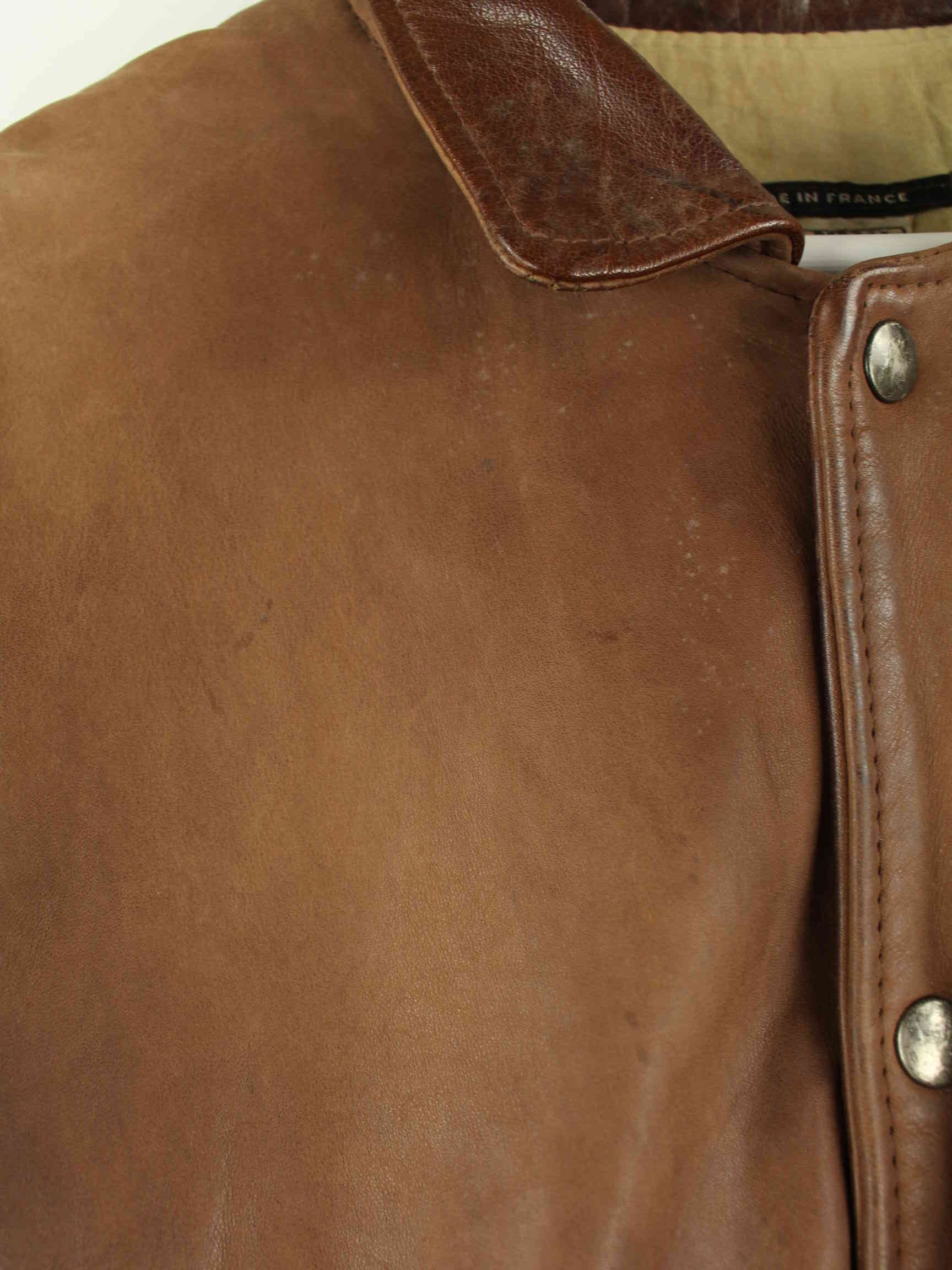 Vintage 90s Kudsak Airborne Leder Jacke Braun L (detail image 4)