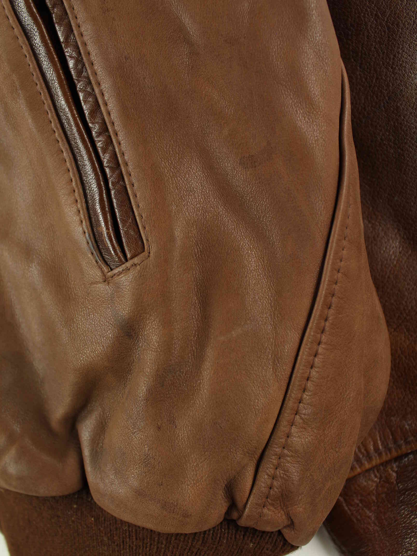 Vintage 90s Kudsak Airborne Leder Jacke Braun L (detail image 7)