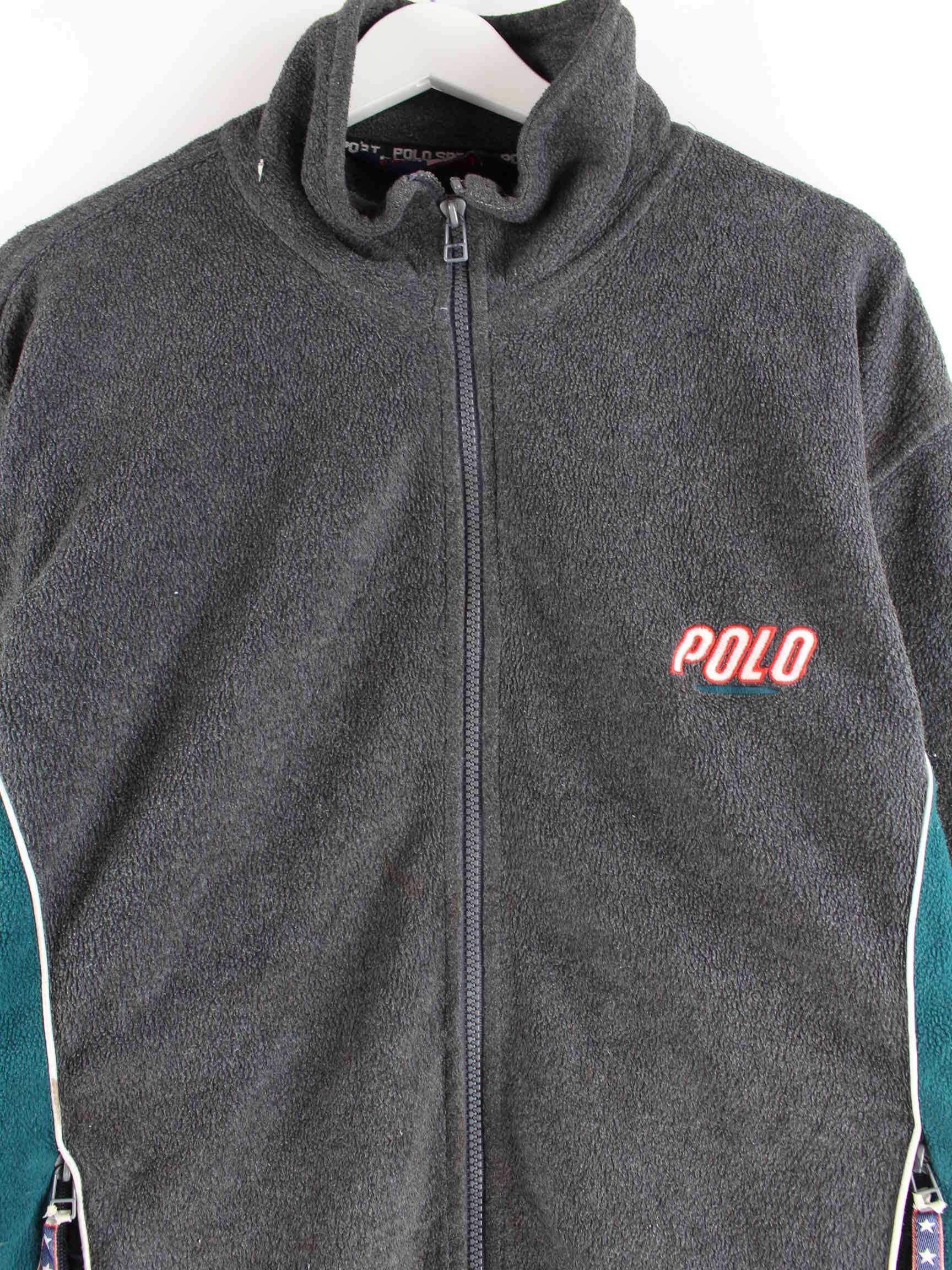 Polo Sport 90s Vintage Fleece Sweatjacke Grau XL (detail image 1)