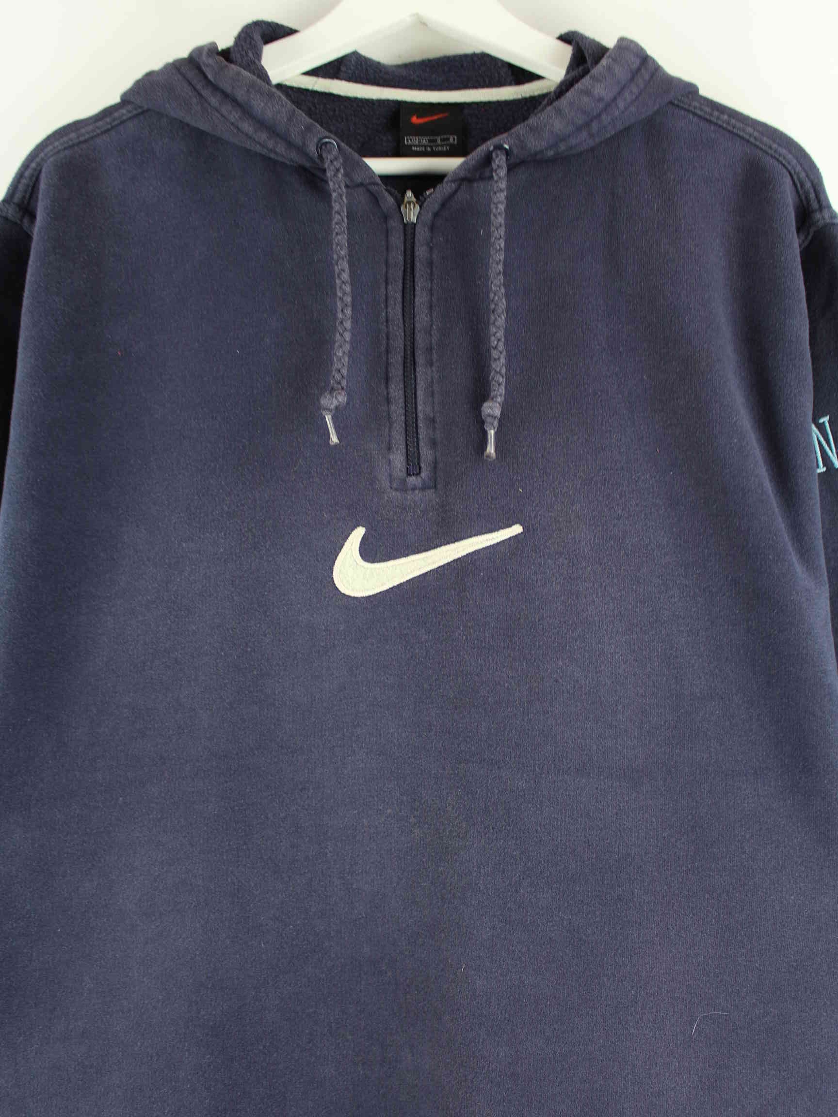 Nike 90s Vintage Embroidered Big Swoosh Hoodie Blau L (detail image 1)