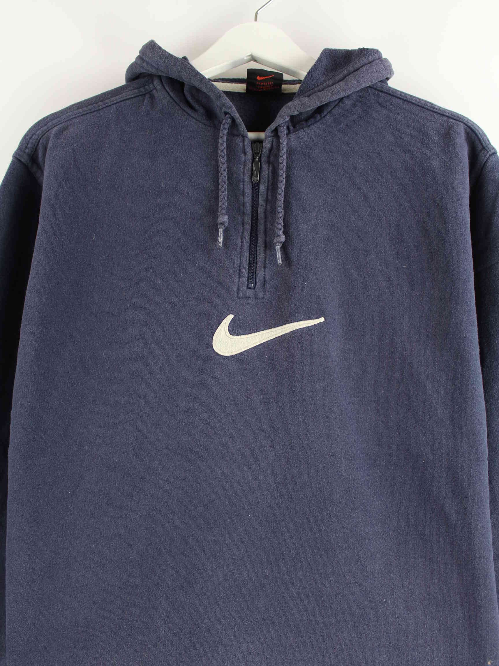 Nike 90s Vintage Center Swoosh Half Zip Hoodie Blau S (detail image 1)