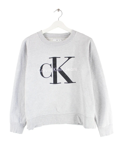 Calvin Klein Damen Big Logo Print Sweater Grau M