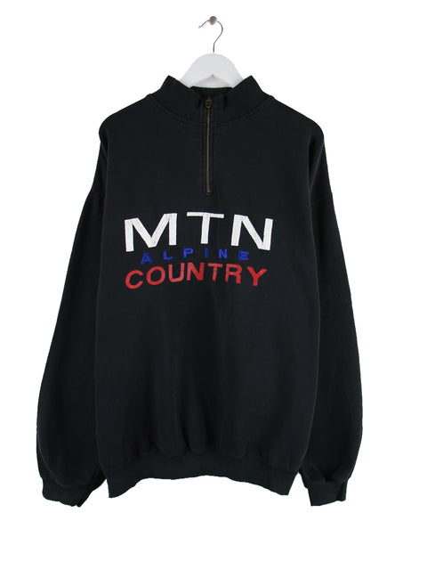 GAP 00s Alpine Country Print Half Zip Sweater Schwarz XL