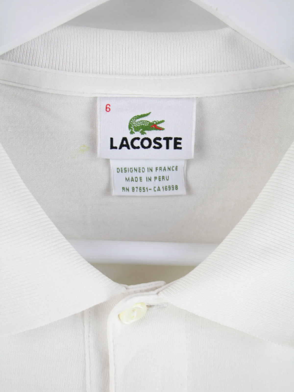 Lacoste Polo Weiß L – Etikett
