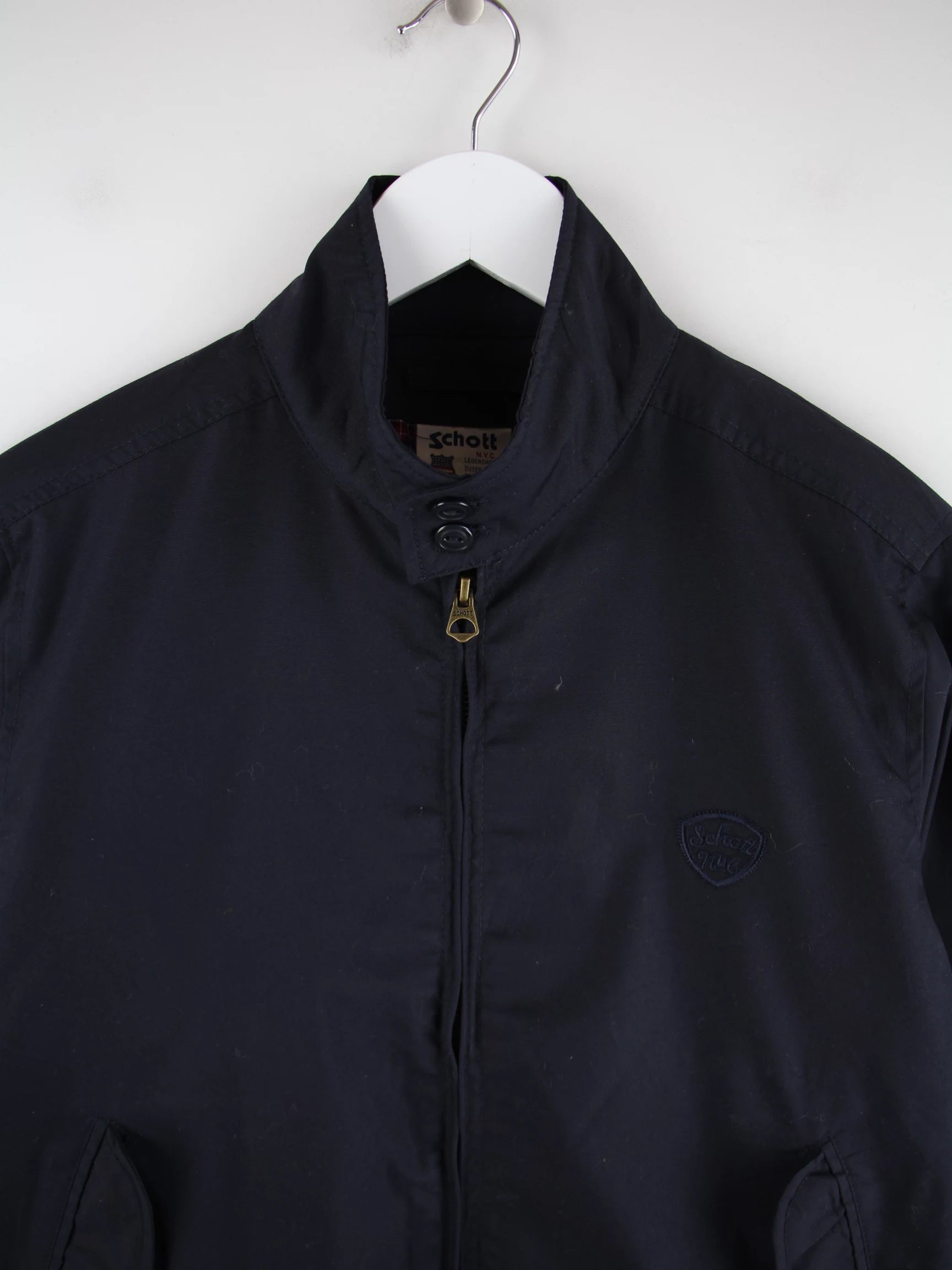Schott Jacke Blau L – Detailansicht Vorderseite
