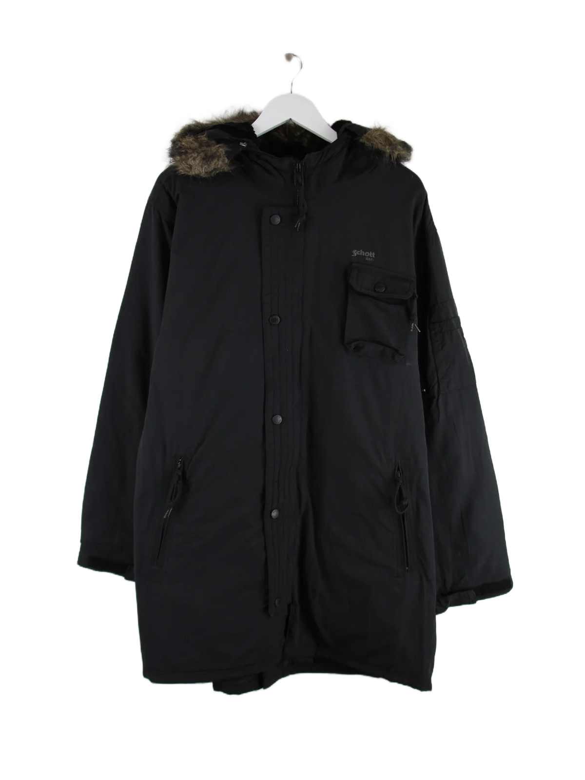 Schott Jacke Schwarz XL – Vorderseite