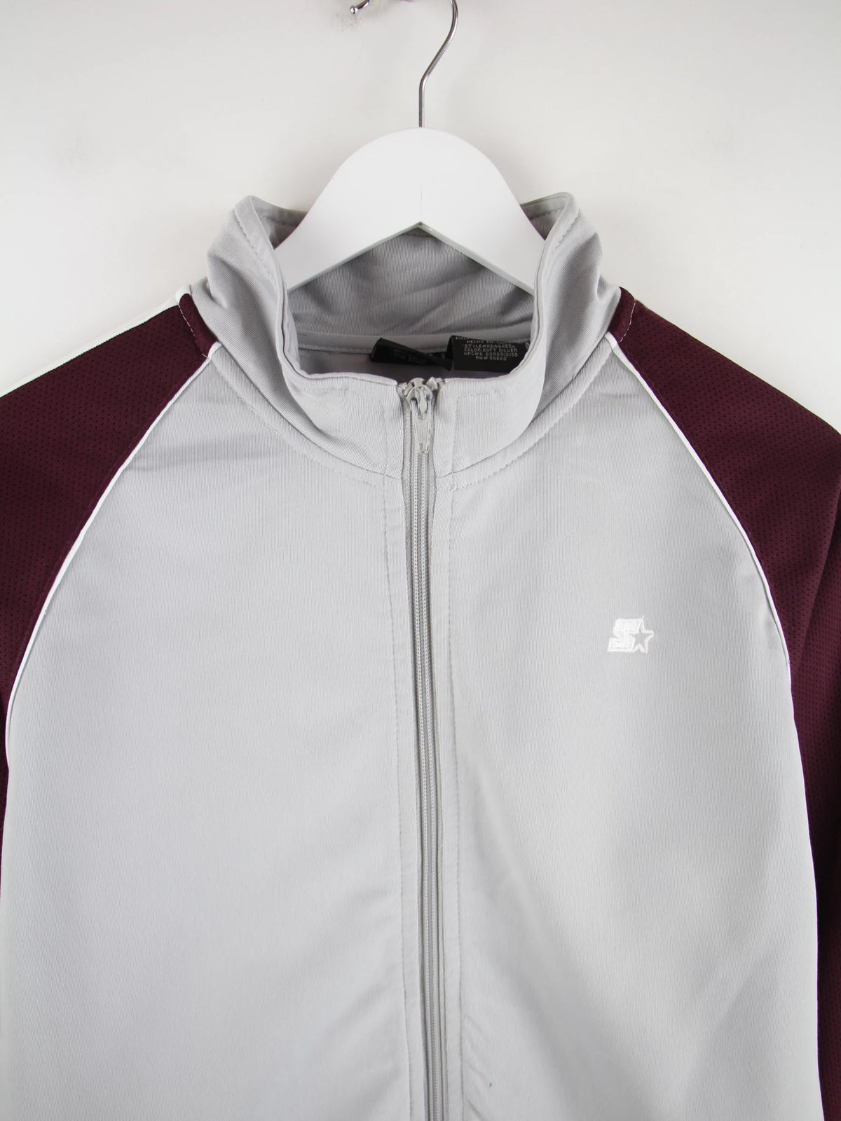 Starter Trainingsjacke Grau S – Detailansicht Vorderseite