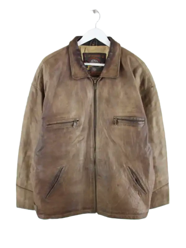 Trapper Lederjacke Braun XXL – Vorderseite