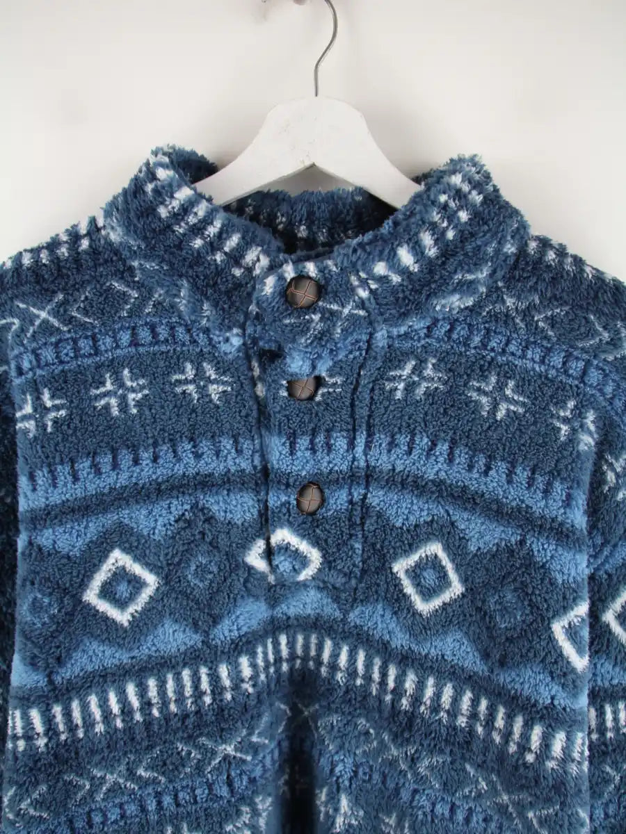 Vintage Fleece Blau XXL – Detailansicht Vorderseite