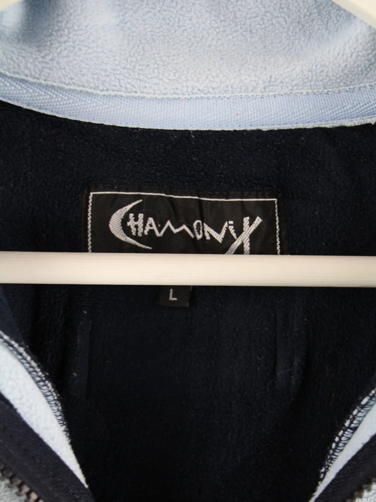 Vintage Fleece Blau L – Etikett