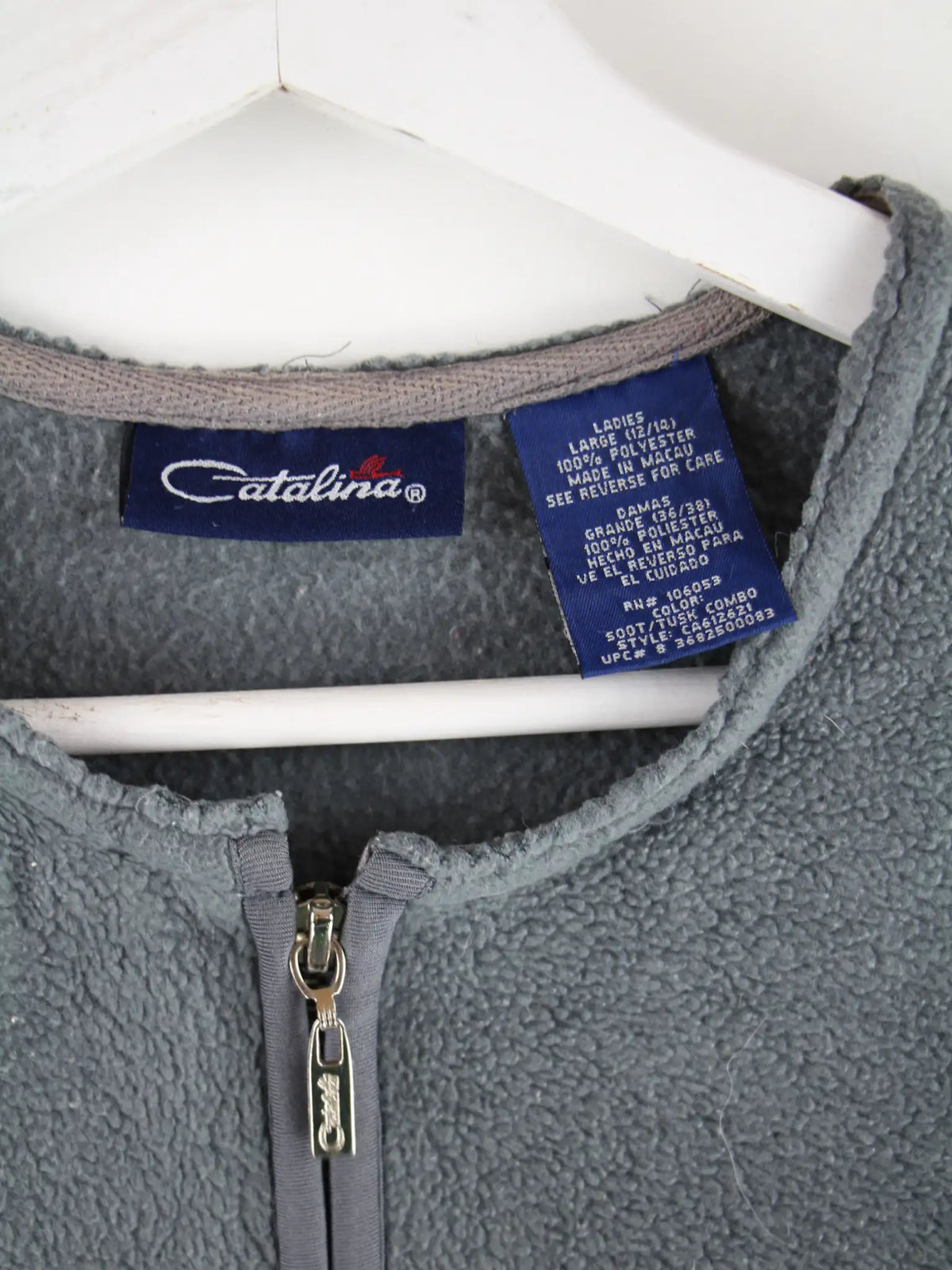Vintage Fleece Grau L – Etikett