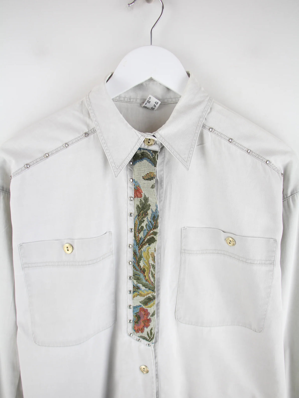 Vintage Freizeit Hemd Grau M – Etikett