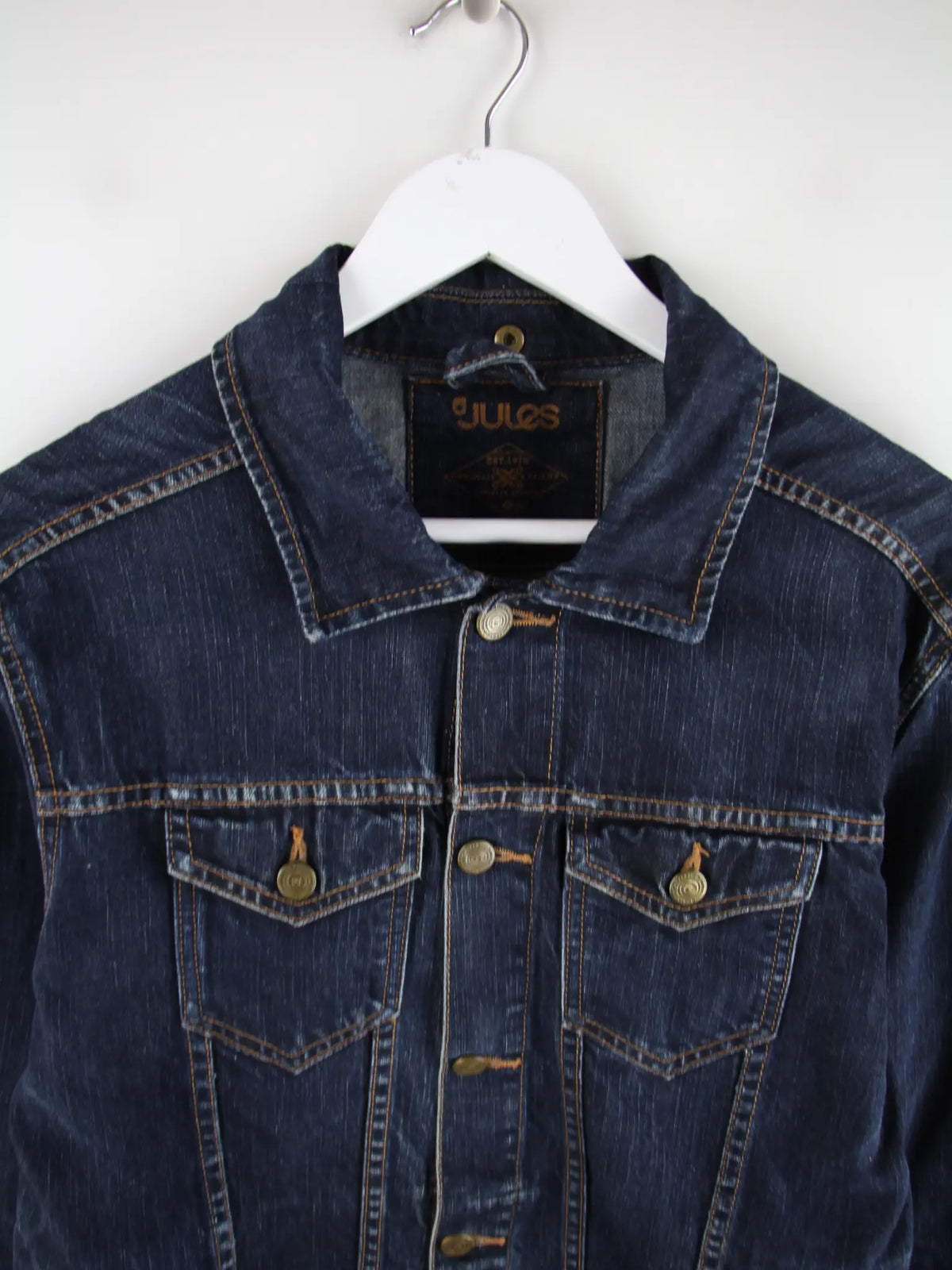 Vintage Jeansjacke Blau M – Detailansicht Vorderseite