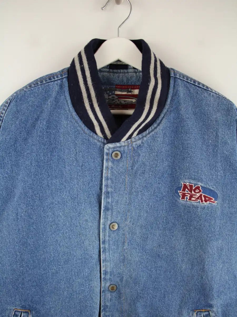 Vintage Jeansjacke Blau XL – Detailansicht Vorderseite