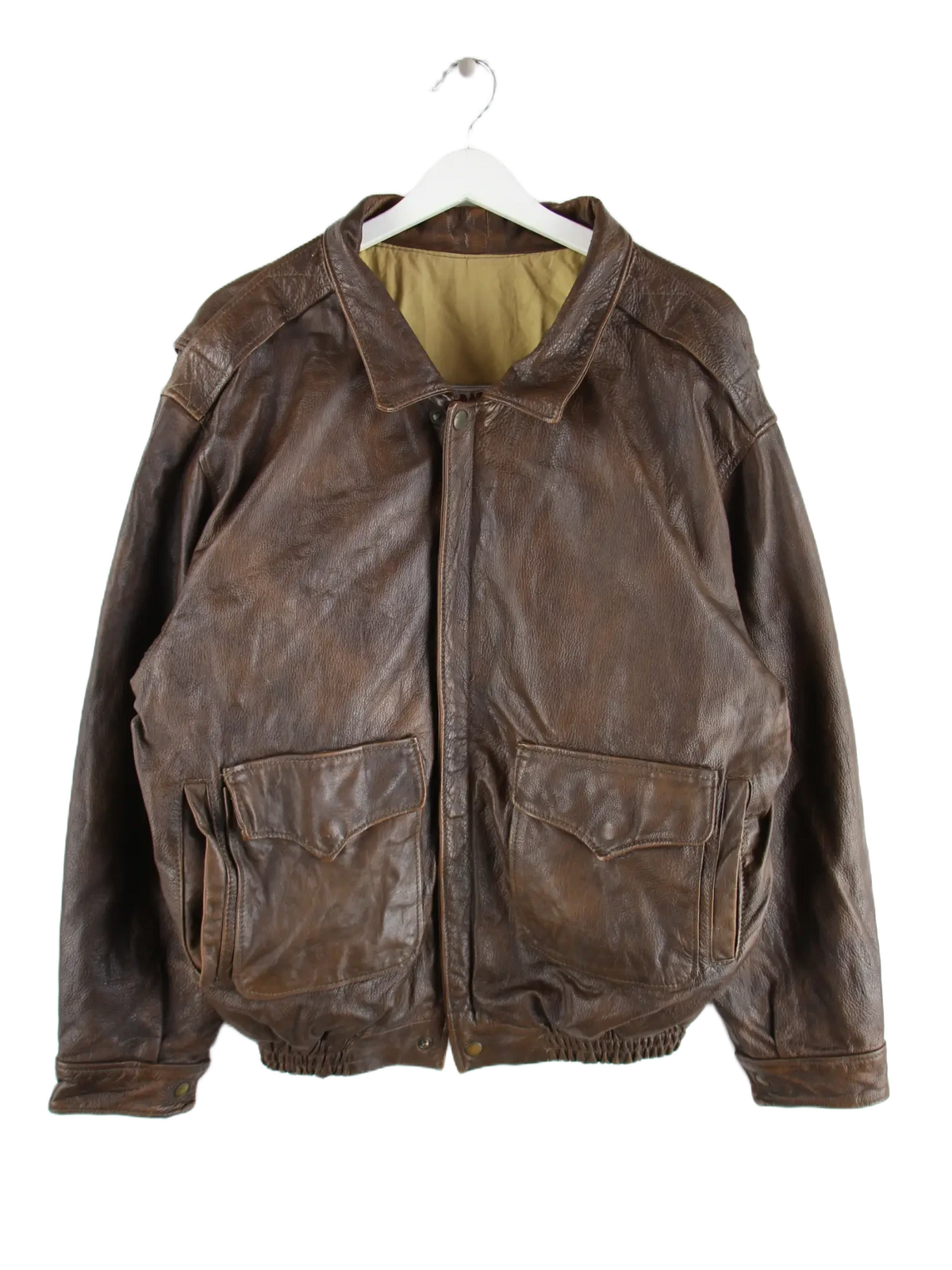 Vintage Lederjacke Braun M – Vorderseite