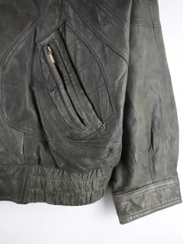 Vintage Lederjacke Grün L – Etikett