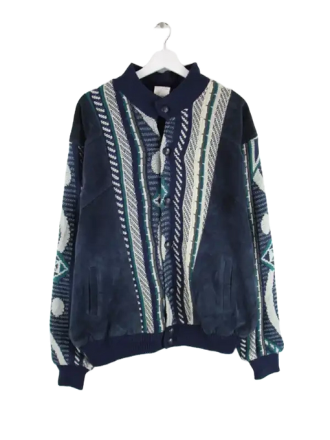Vintage Lederjacke Mehrfarbig XL – Vorderseite