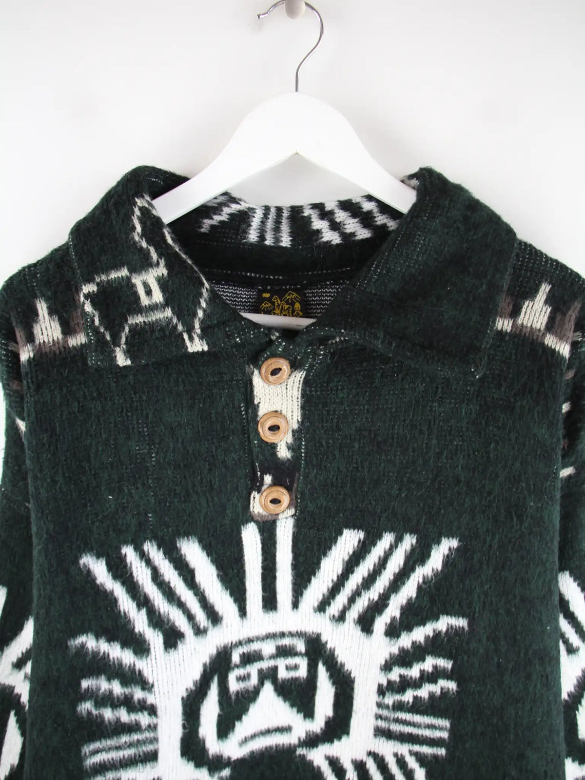 Vintage Pullover Grün 3XL – Detailansicht Vorderseite