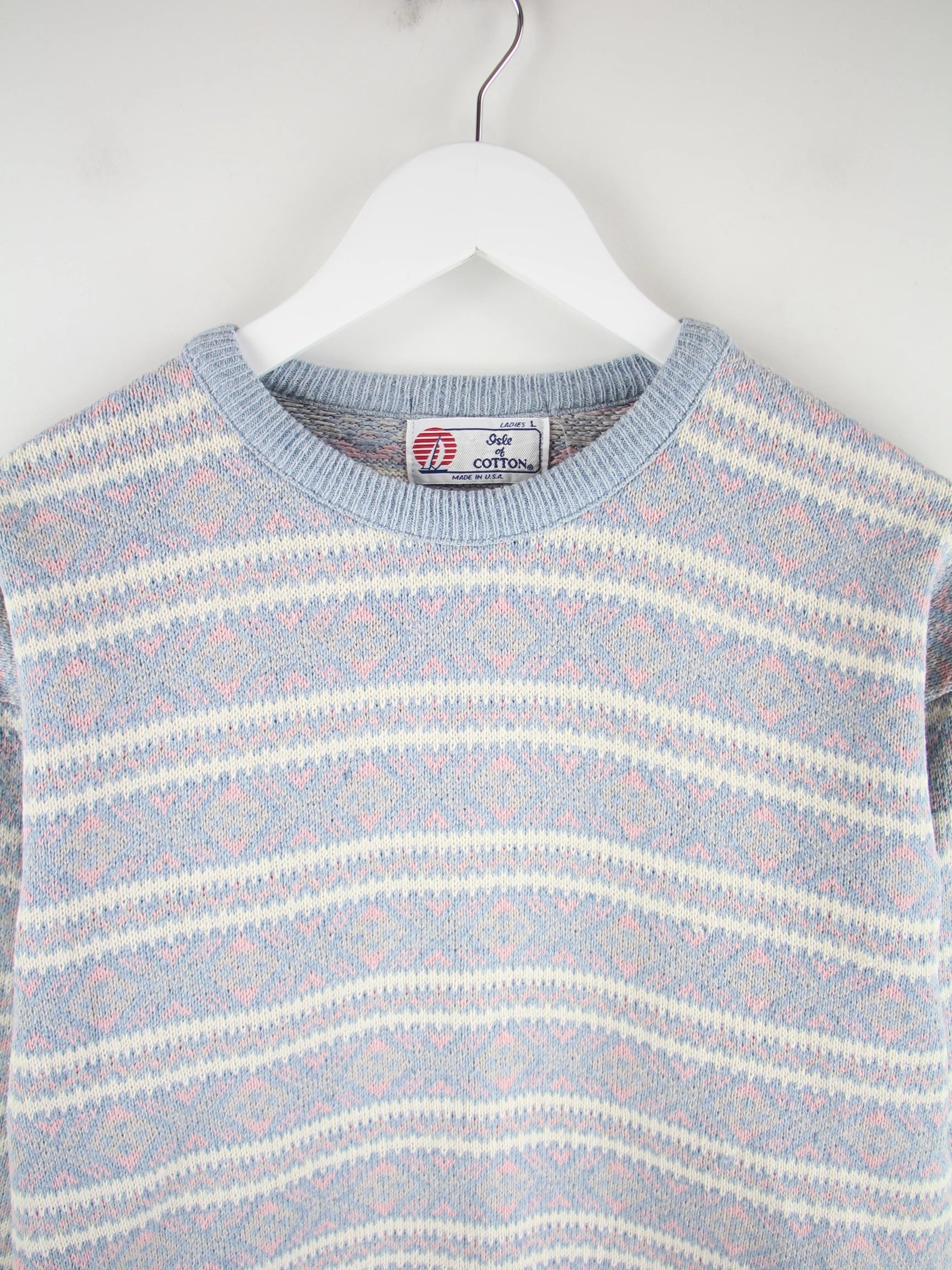 Vintage Pullover Mehrfarbig L – Detailansicht Vorderseite