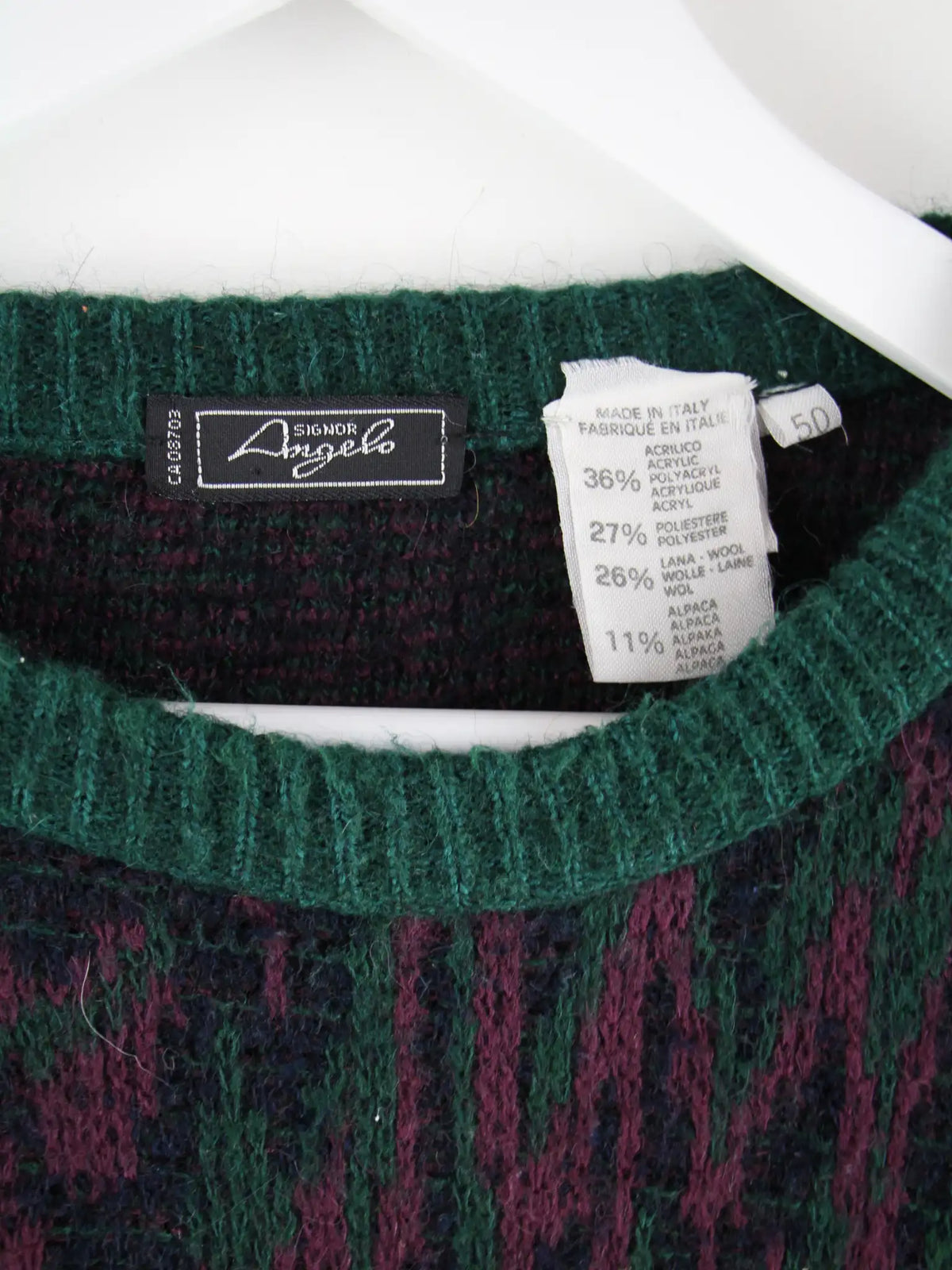 Vintage Pullover Mehrfarbig L – Etikett