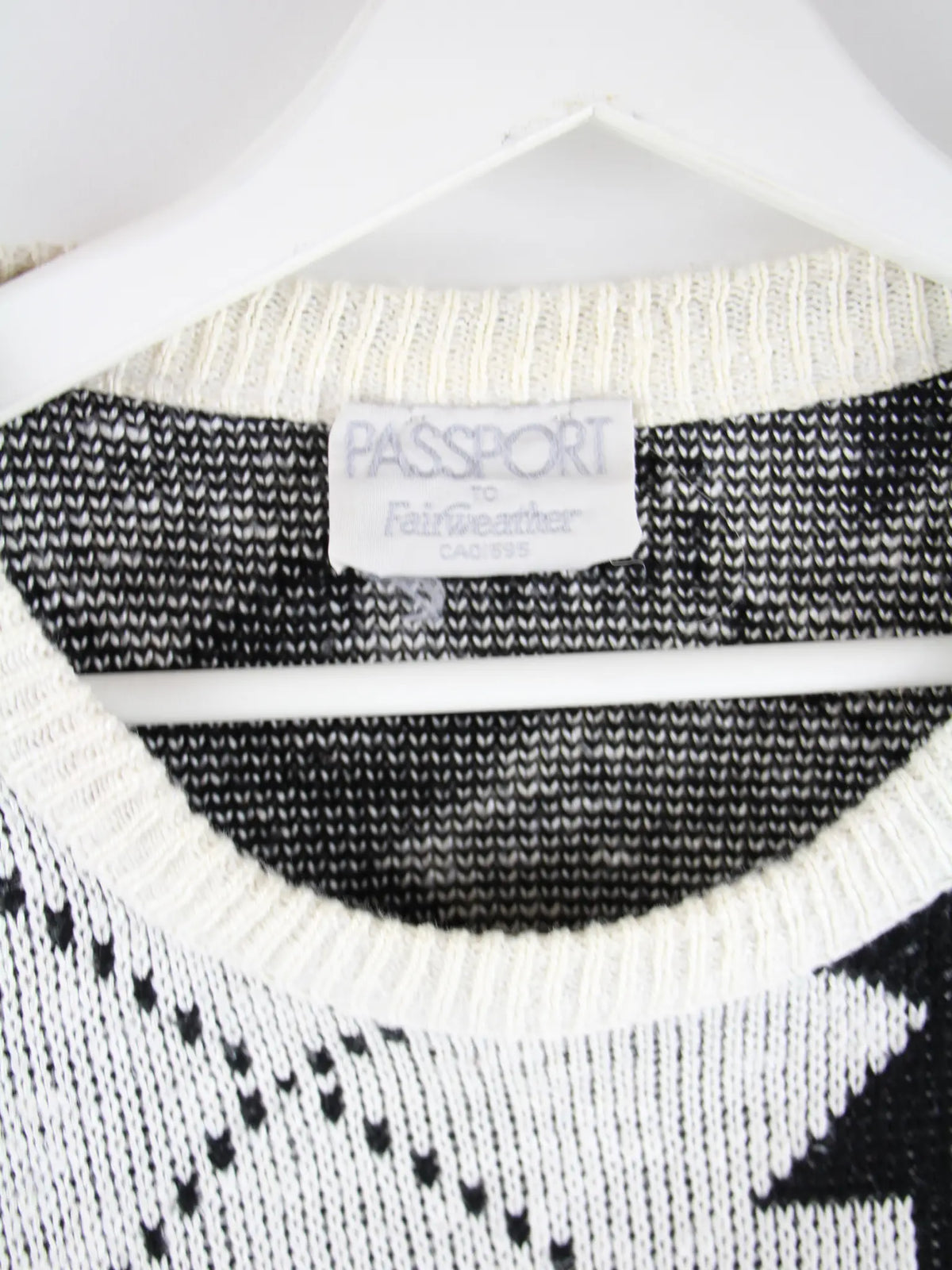 Vintage Pullover Weiß M – Etikett