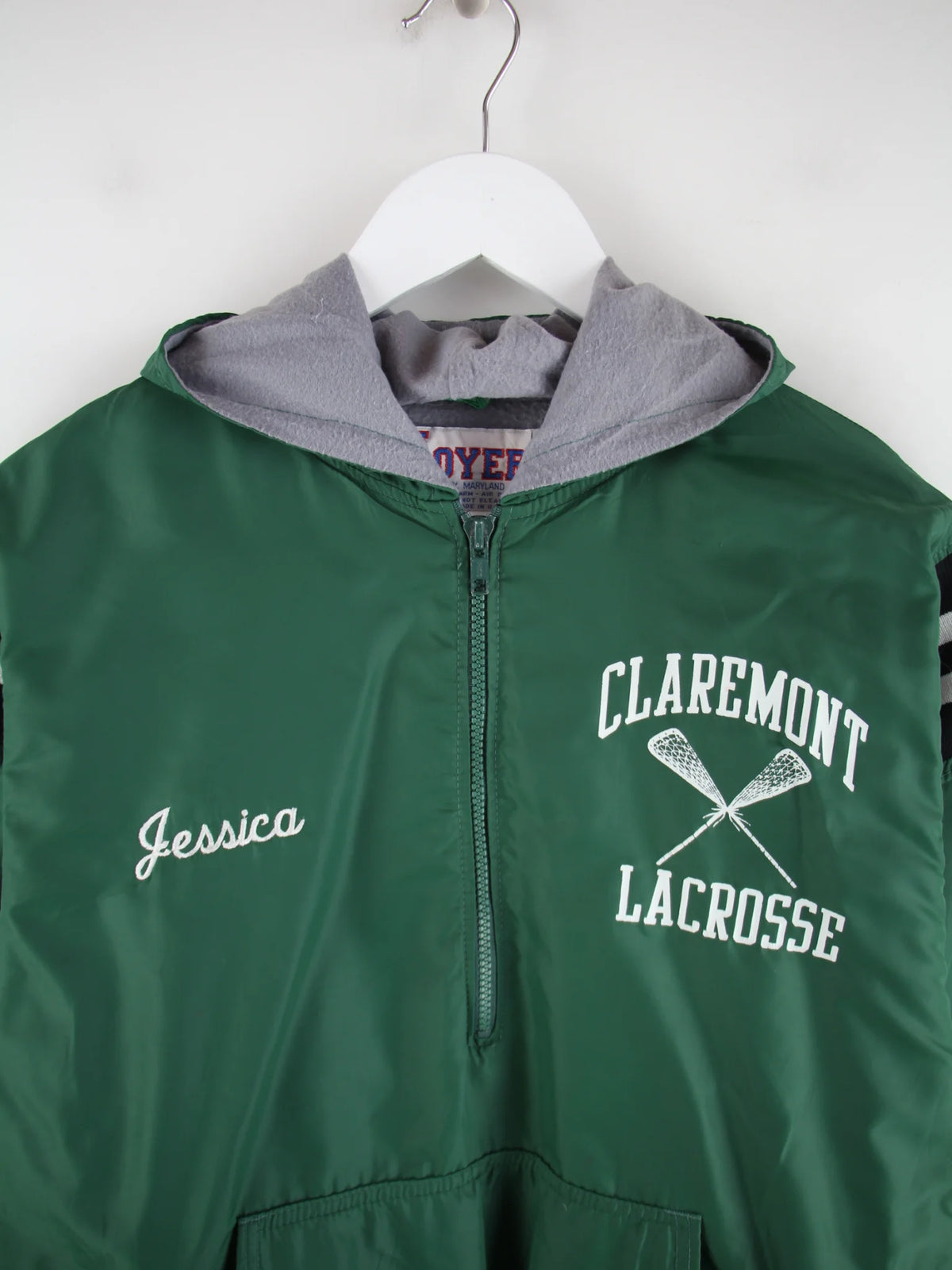 Vintage Windbreaker Grün L – Detailansicht Vorderseite